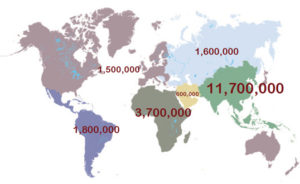 Map of human trafficking by region. Source: ILO 